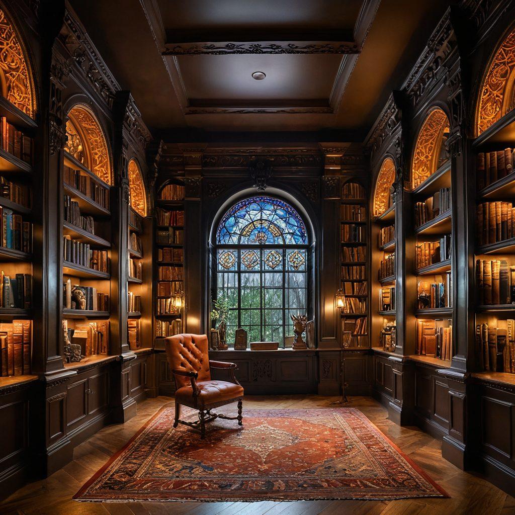 A grand library-like vault filled with open shelves, showcasing a diverse array of colorful adult media collections, including various genres and formats. Soft, inviting lighting casts a warm glow on the titles displayed. A contemplative figure is exploring the shelves, evoking curiosity and excitement. The background features ornate architecture with intricate details. super-realistic. vibrant colors. warm tones.